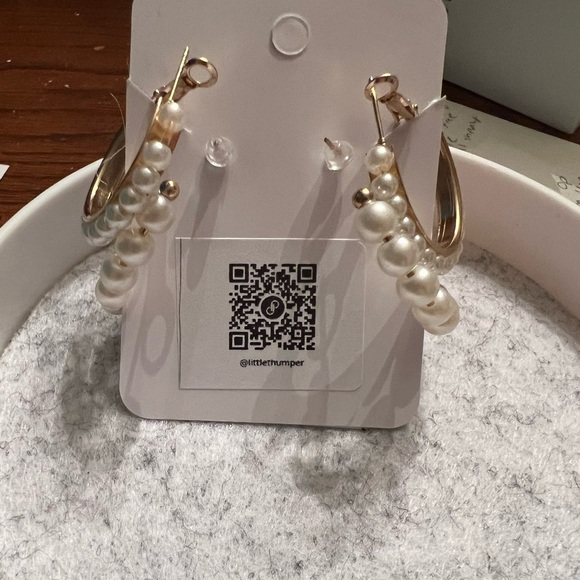 NWT Two Pairs of Gold and Pearl Popular Hoop Earrings for Prom, Weddings, work - Picture 2 of 4